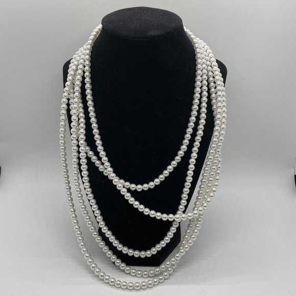 Multi Strand Faux Pearl Beaded Adjustable Necklace - Picture 1 of 4